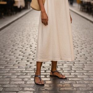 Chanel Blue Leather Thong Sandals